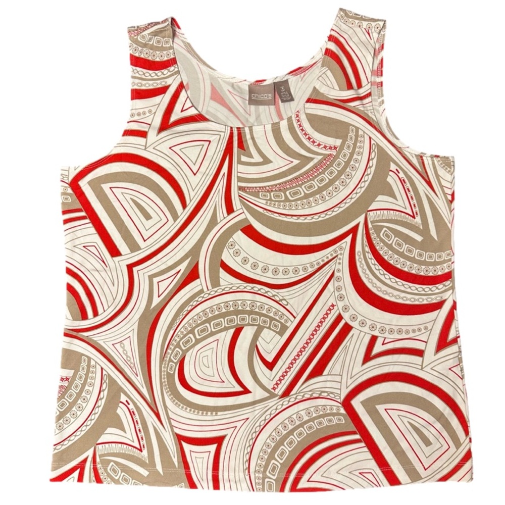 8. CHICO’S Abstract Tank Top Size 3 , Compare to XL